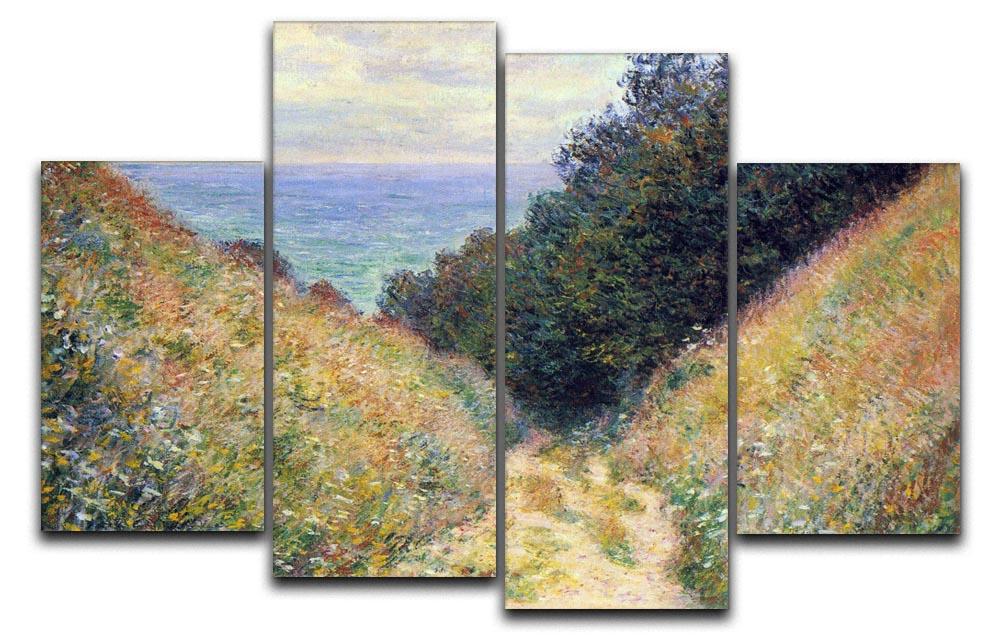 A beautiful 4-split canvas artwork of Pourville by Monet, showcasing a serene coastal scene with vibrant colors.