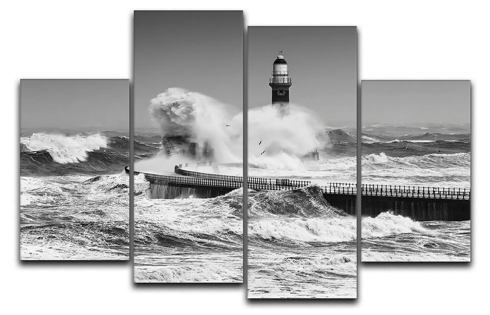 A stunning 4-split canvas artwork depicting the beauty of the sea, featuring vibrant colors and intricate details across four panels.