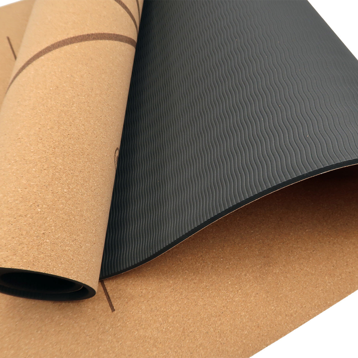Powertrain Cork Yoga Mat with carry straps, showcasing its eco-friendly cork surface and non-slip design.