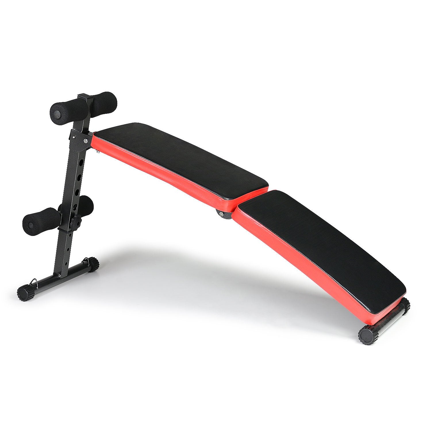 Powertrain Inclined Sit Up Bench with Resistance Bands, featuring adjustable incline and padded foam rollers, designed for home workouts.