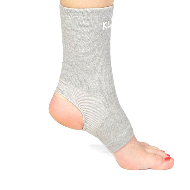 Powertrain Sport Ankle Compression Support Bandage Wrap in black, designed for ankle support and injury recovery.