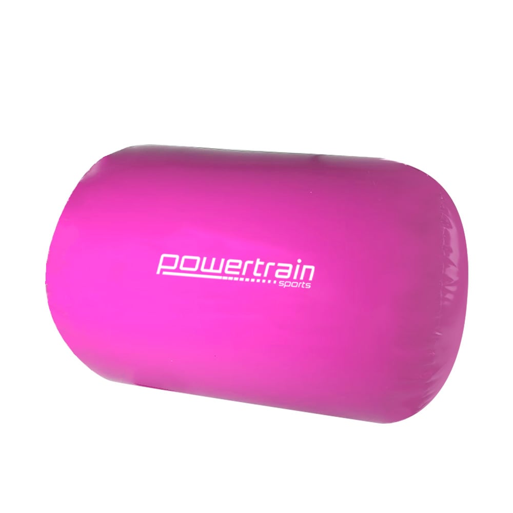 Powertrain Sports Inflatable Gymnastics Air Barrel in vibrant colors, designed for training flips and core exercises.