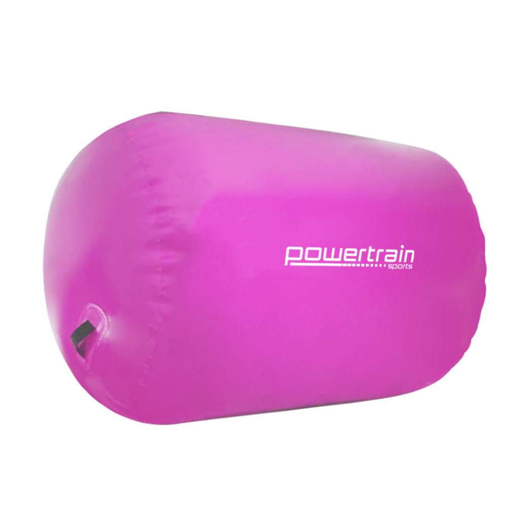 Powertrain Sports Inflatable Gymnastics Air Barrel in vibrant colors, designed for training flips and core exercises.