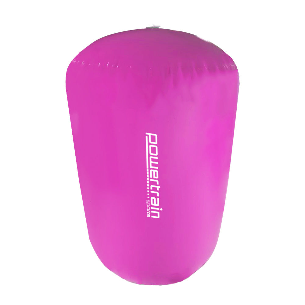 Powertrain Sports Inflatable Gymnastics Air Barrel in vibrant colors, designed for training flips and core exercises.