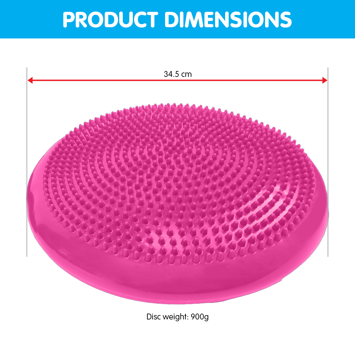 Powertrain Yoga Stability Disc in pink color, featuring a textured surface for grip and an inflatable design for balance training.
