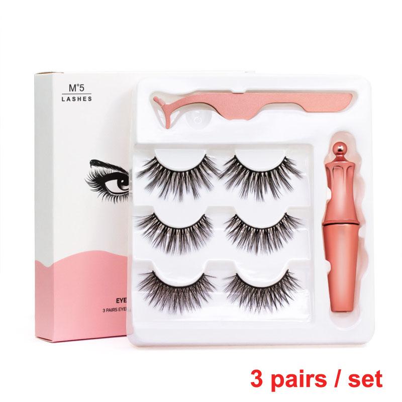 Premium Magnetic Eyeliner with 3D Magnetic Eyelashes displayed elegantly, showcasing the natural long style and synthetic hair material.