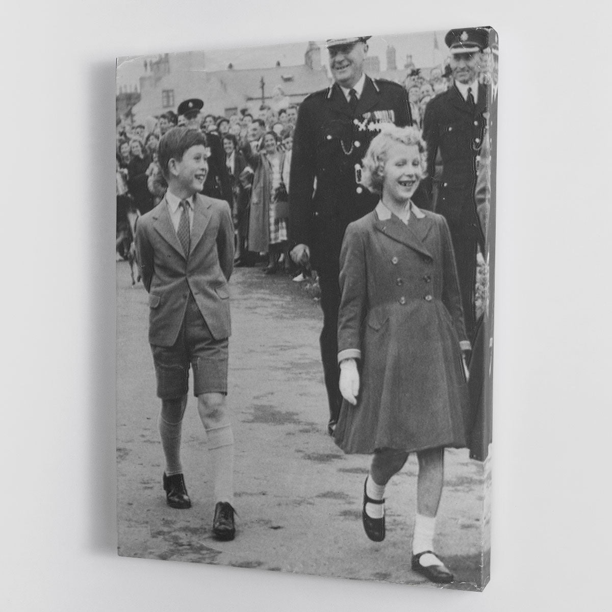 Canvas print or poster of Prince Charles and Princess Anne as children, showcasing their youthful charm and royal heritage.