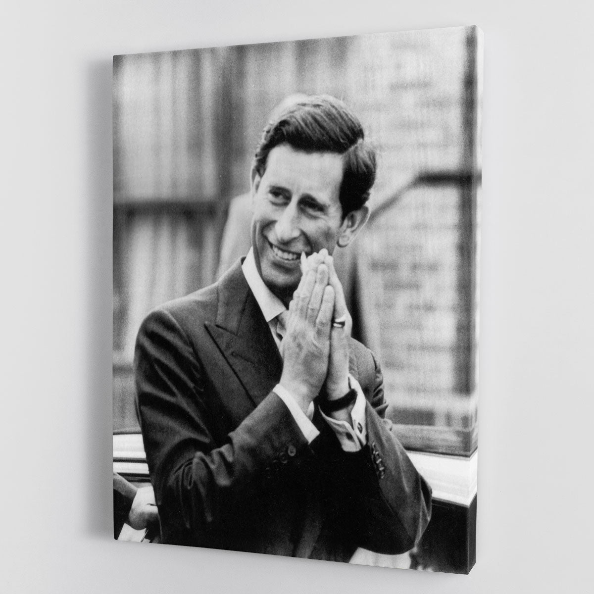 Canvas print of Prince Charles touring Handsworth, showcasing vibrant colors and intricate details.