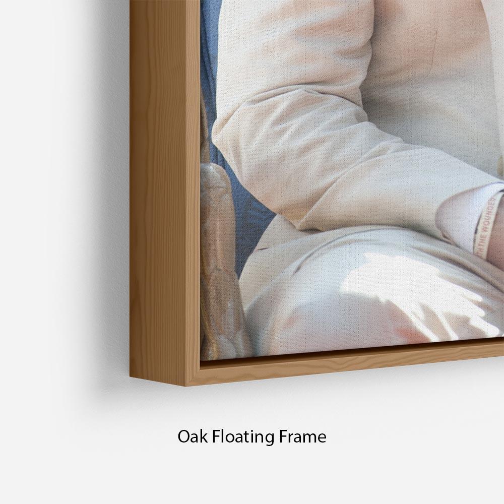 Colorful abstract wall art in elegant floating frame, enhancing home decor.