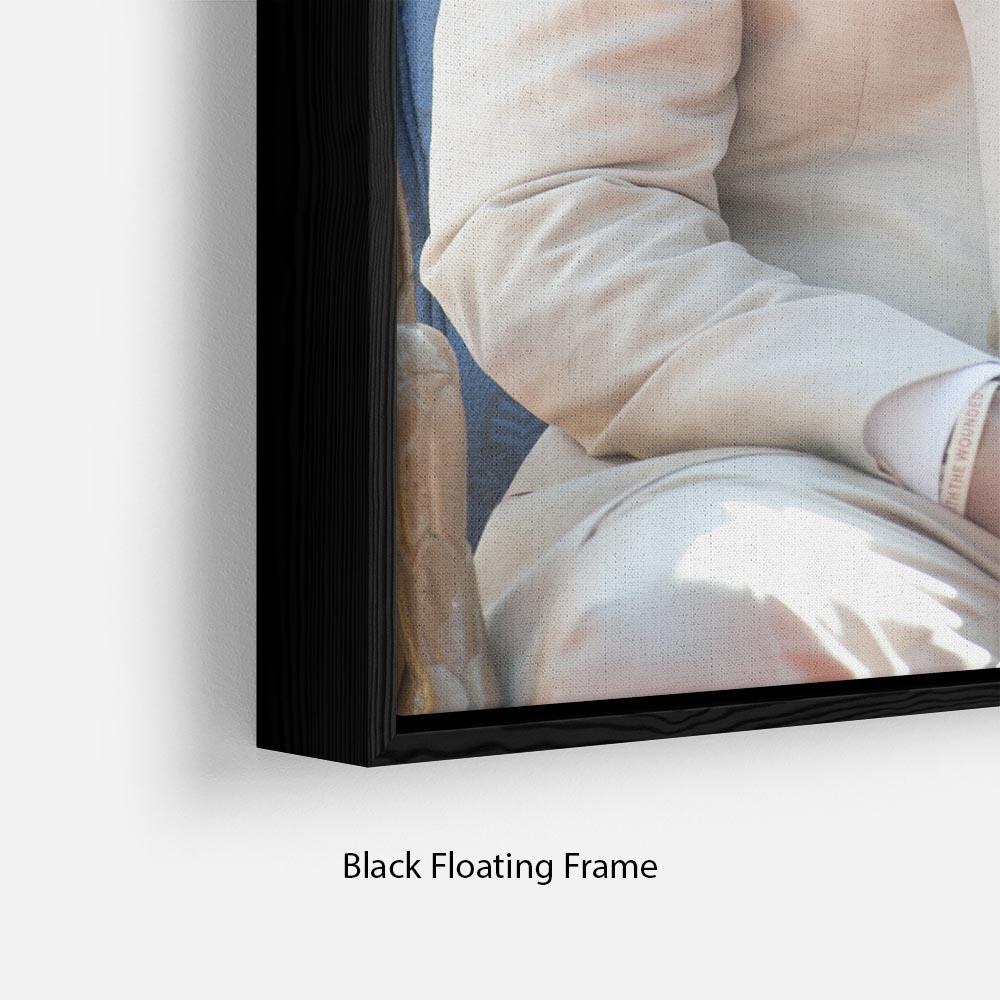 Colorful abstract wall art in elegant floating frame, enhancing home decor.