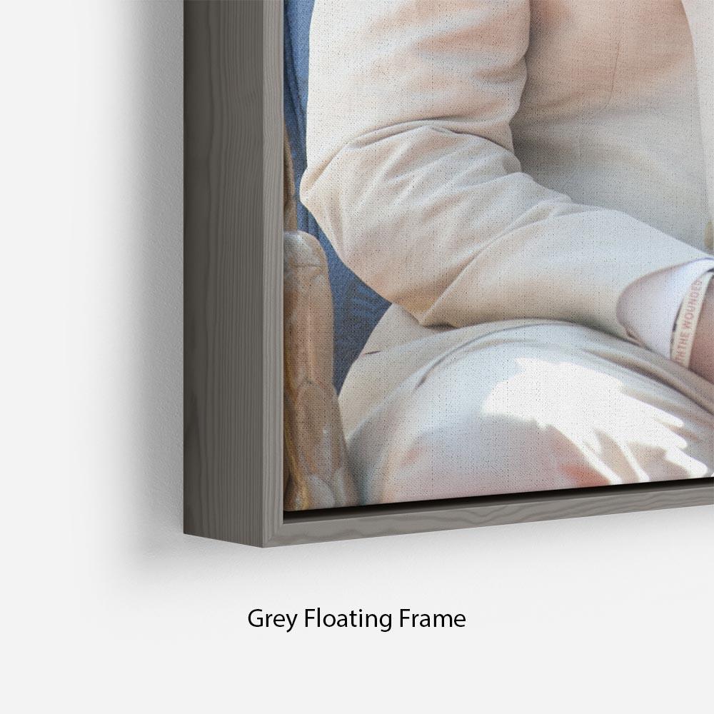 Colorful abstract wall art in elegant floating frame, enhancing home decor.