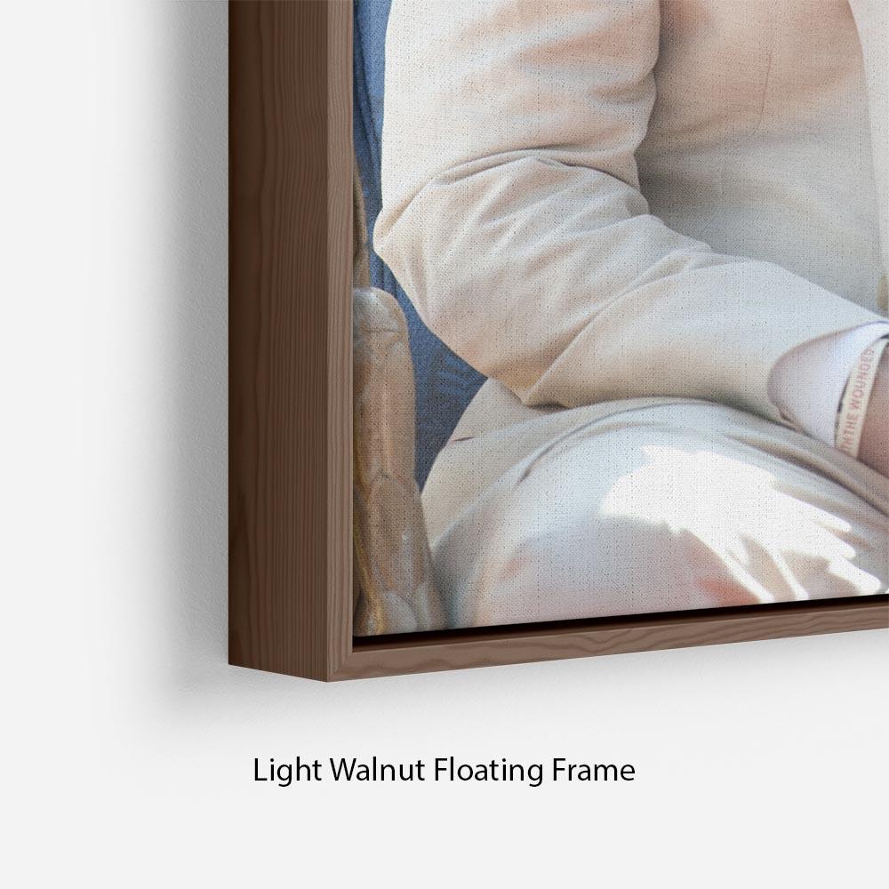 Colorful abstract wall art in elegant floating frame, enhancing home decor.