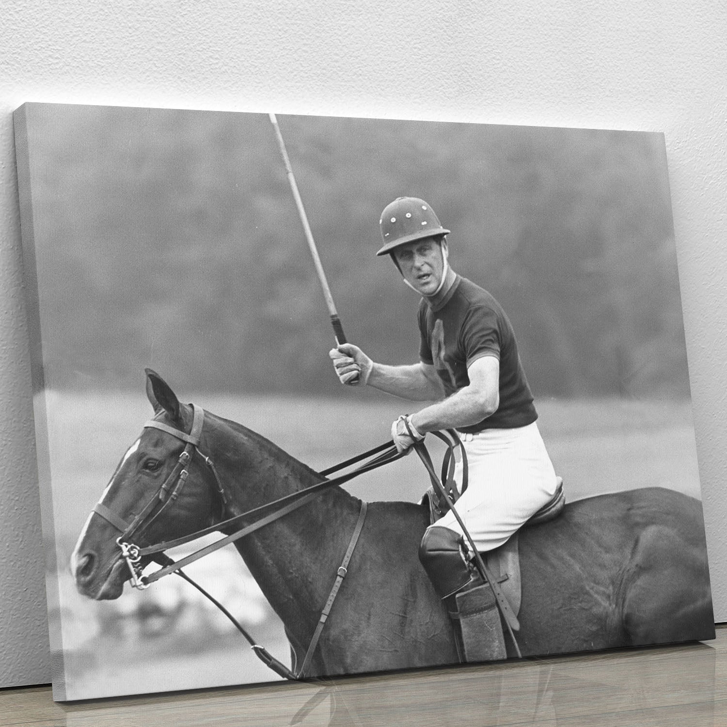 Canvas print of Prince Philip winning the Polo Gold Cup, showcasing elegance and sportsmanship.
