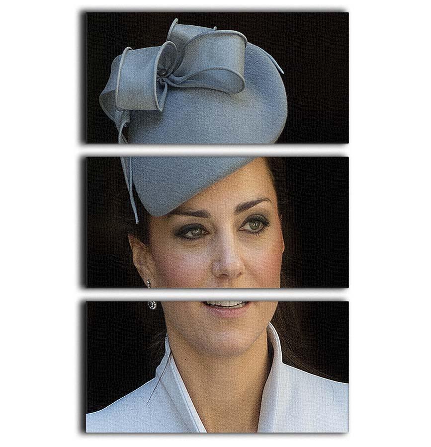 Three-panel canvas art featuring Prince William and Kate at Easter service in Australia, showcasing vibrant colors and intricate details.