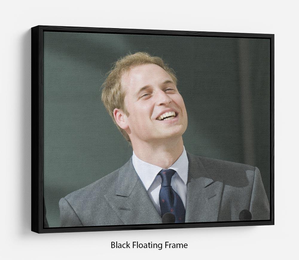 Prince William opening the Darwin Centre Museum Floating Frame Canvas, featuring vibrant abstract art in an elegant wooden frame.