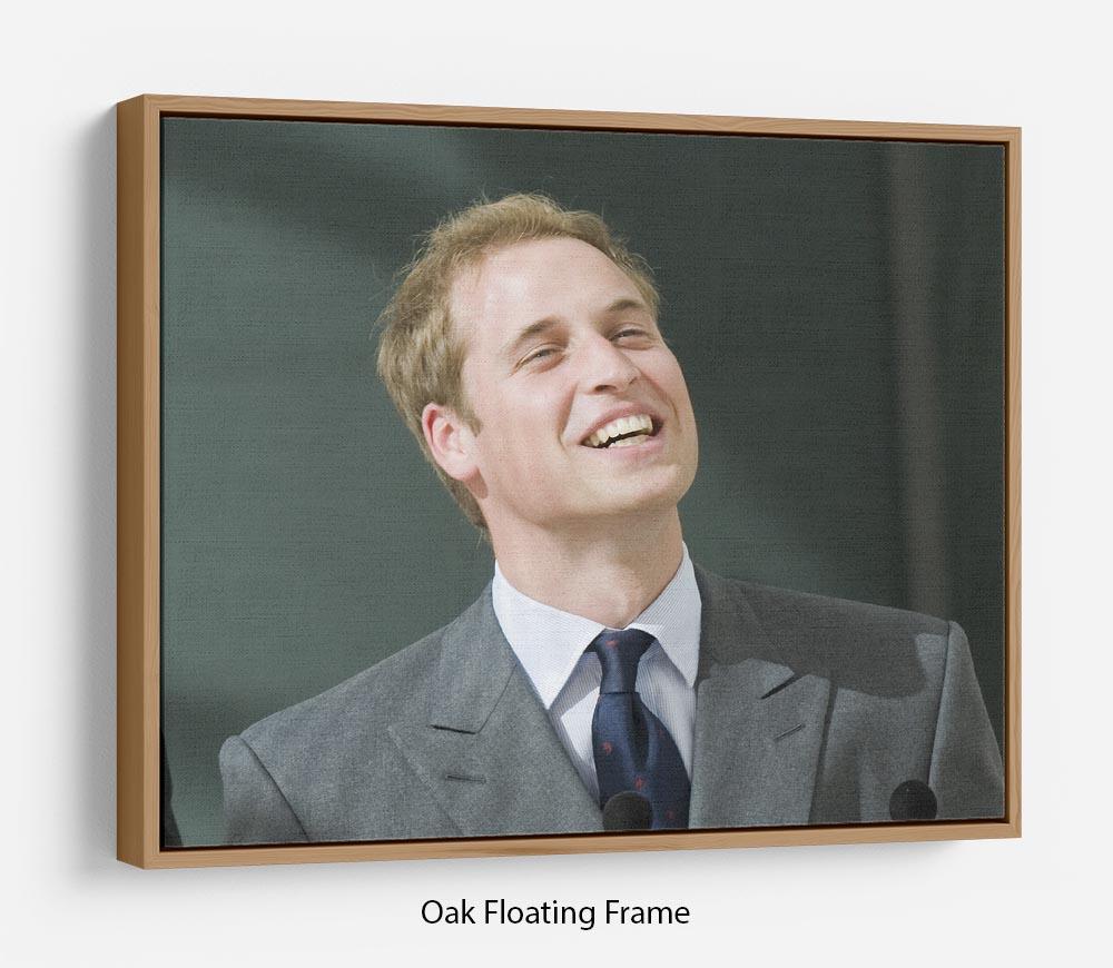 Prince William opening the Darwin Centre Museum Floating Frame Canvas, featuring vibrant abstract art in an elegant wooden frame.