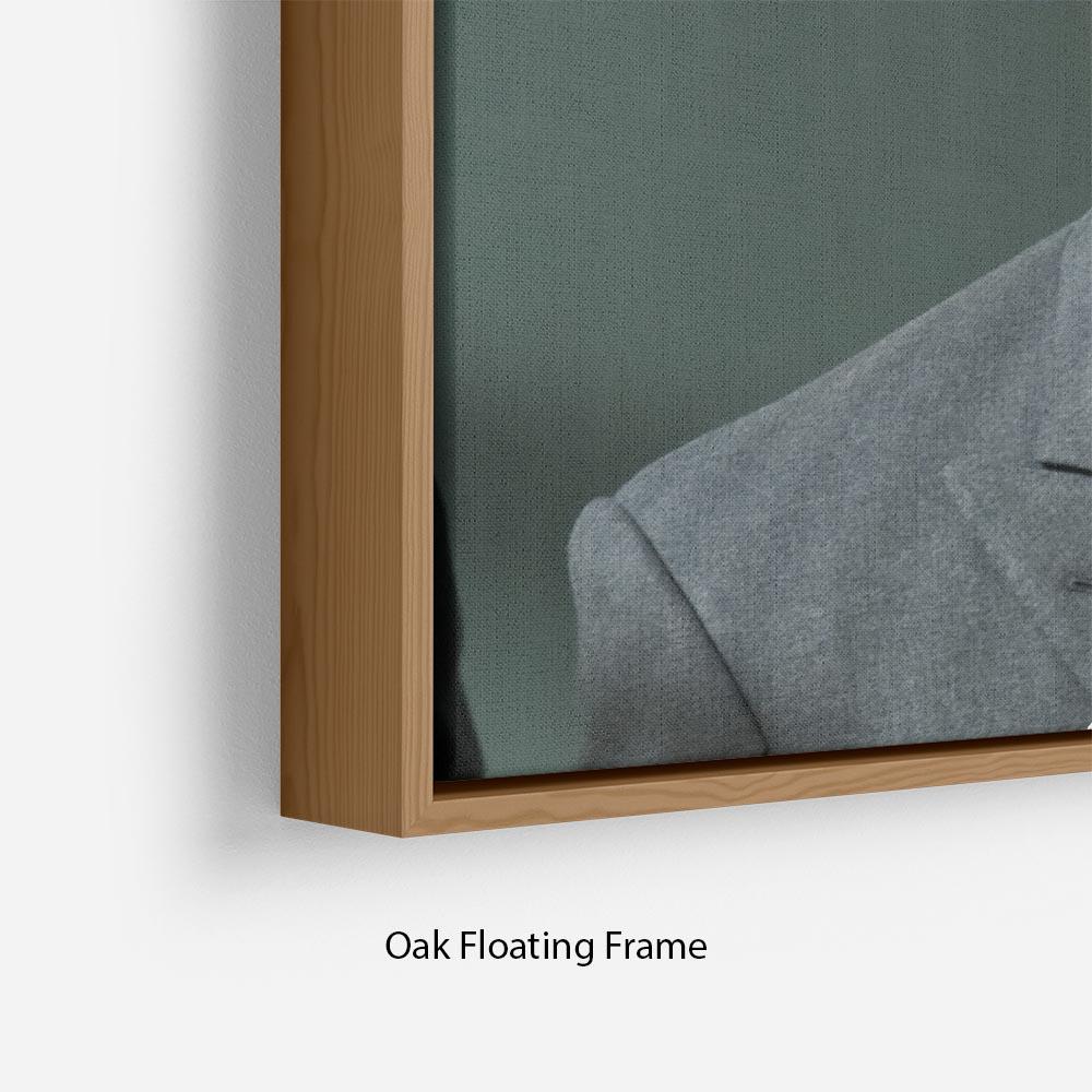 Prince William opening the Darwin Centre Museum Floating Frame Canvas, featuring vibrant abstract art in an elegant wooden frame.