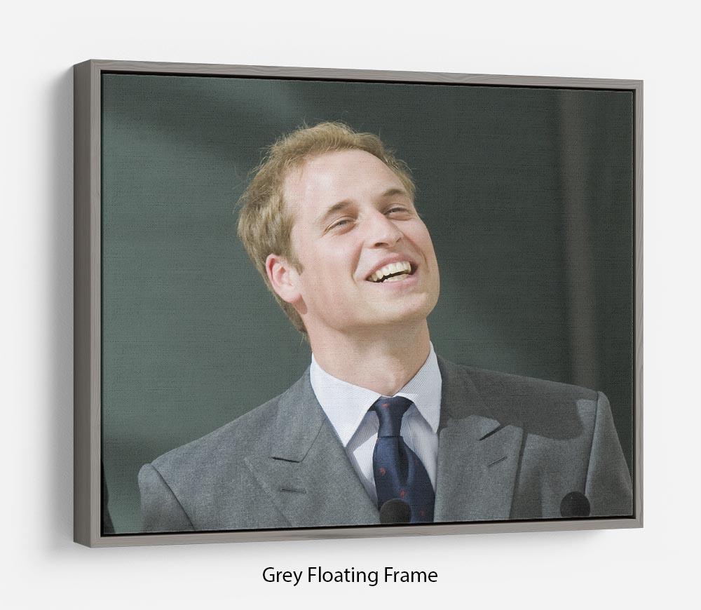 Prince William opening the Darwin Centre Museum Floating Frame Canvas, featuring vibrant abstract art in an elegant wooden frame.