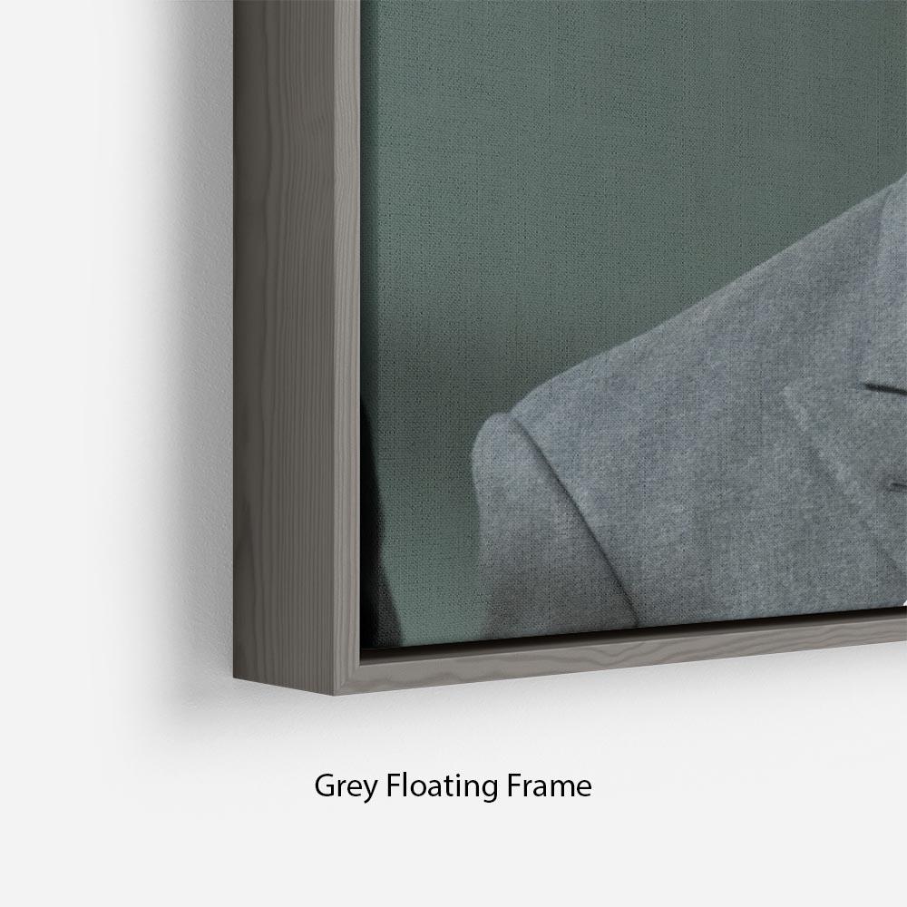 Prince William opening the Darwin Centre Museum Floating Frame Canvas, featuring vibrant abstract art in an elegant wooden frame.