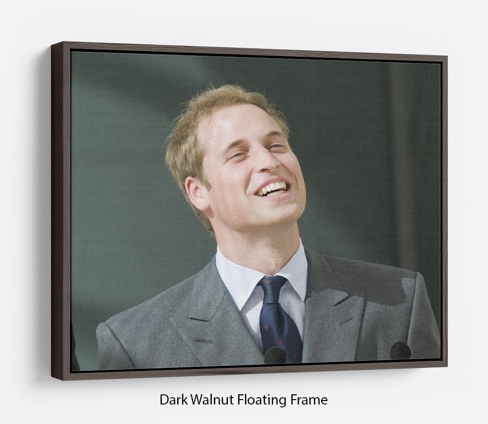Prince William opening the Darwin Centre Museum Floating Frame Canvas, featuring vibrant abstract art in an elegant wooden frame.