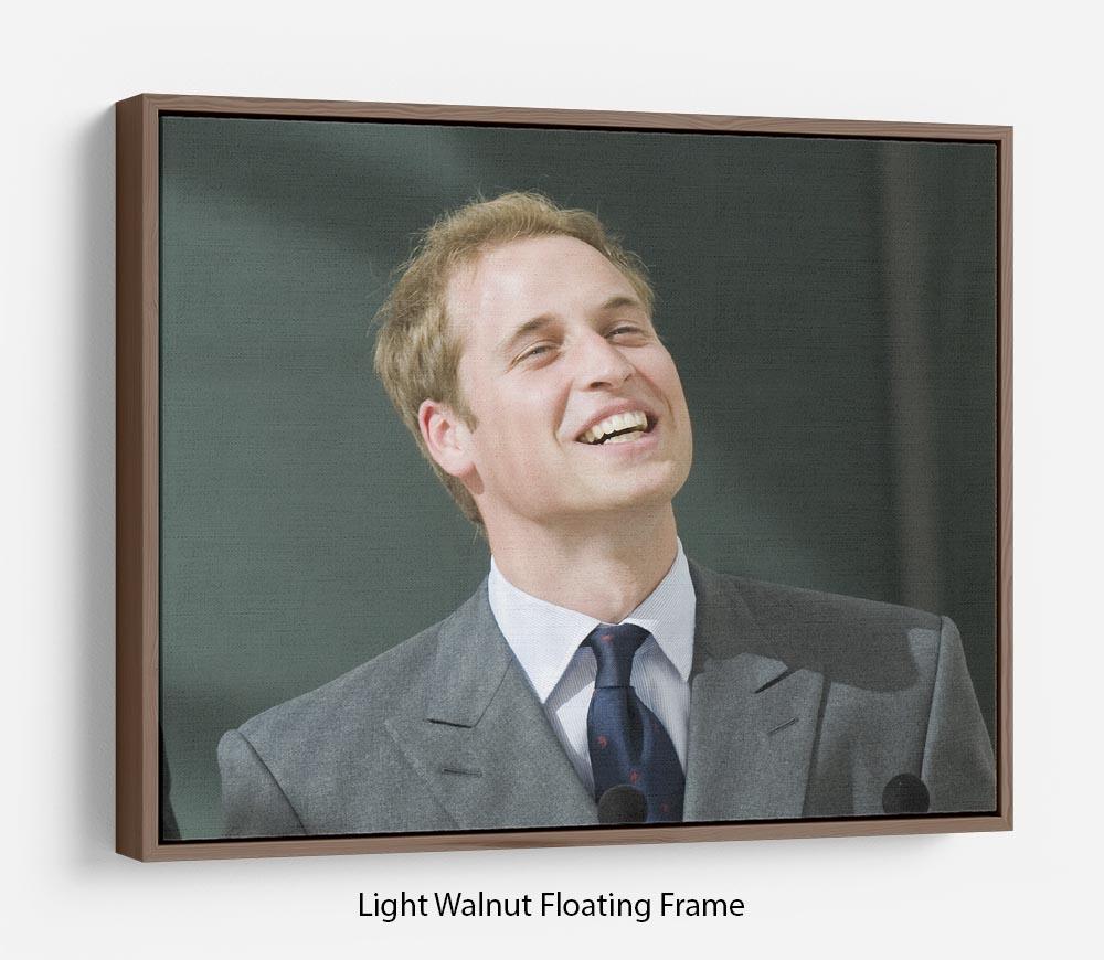 Prince William opening the Darwin Centre Museum Floating Frame Canvas, featuring vibrant abstract art in an elegant wooden frame.
