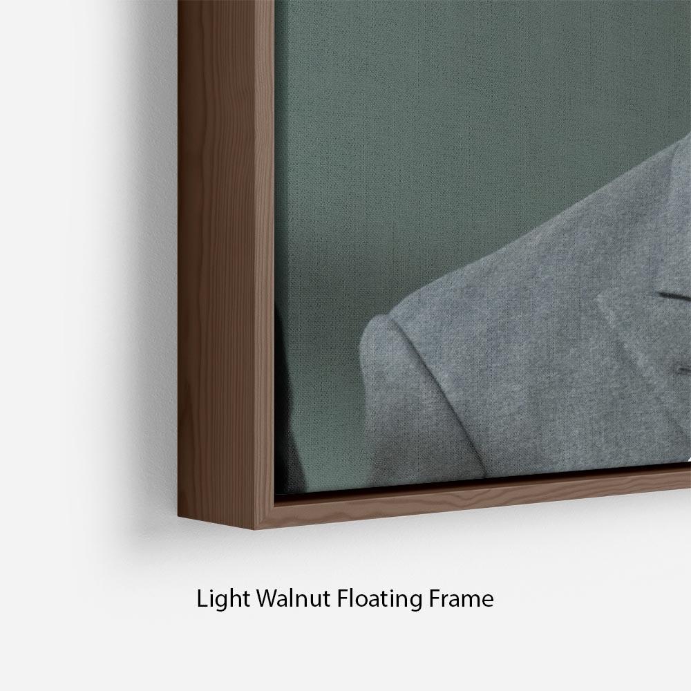 Prince William opening the Darwin Centre Museum Floating Frame Canvas, featuring vibrant abstract art in an elegant wooden frame.