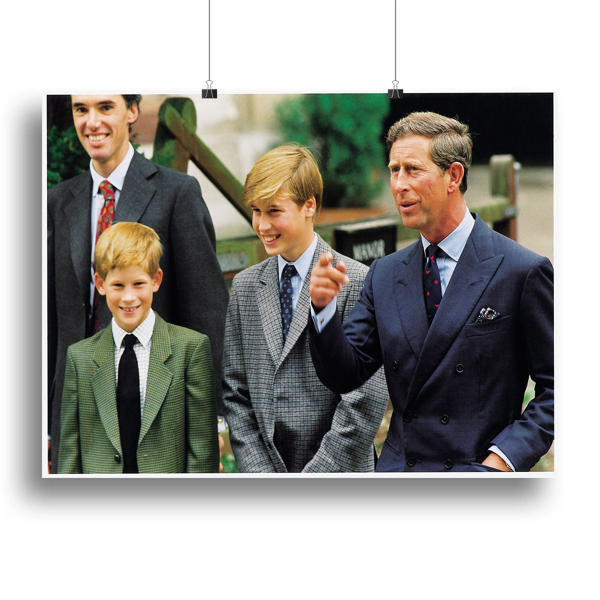 Canvas print depicting Prince William on his first day at Eton, showcasing royal elegance and historical significance.