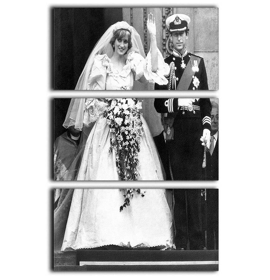 3-panel canvas art featuring Princess Diana and Prince Charles at their wedding, elegantly displayed for home decor.