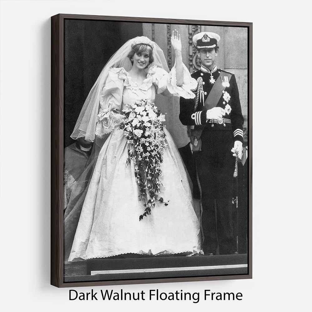 Artistic representation of Princess Diana and Prince Charles at their wedding, elegantly framed in a floating frame.