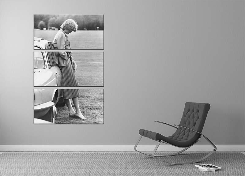 A stunning 3-panel canvas print featuring Princess Diana at a polo match, showcasing elegance and sophistication.