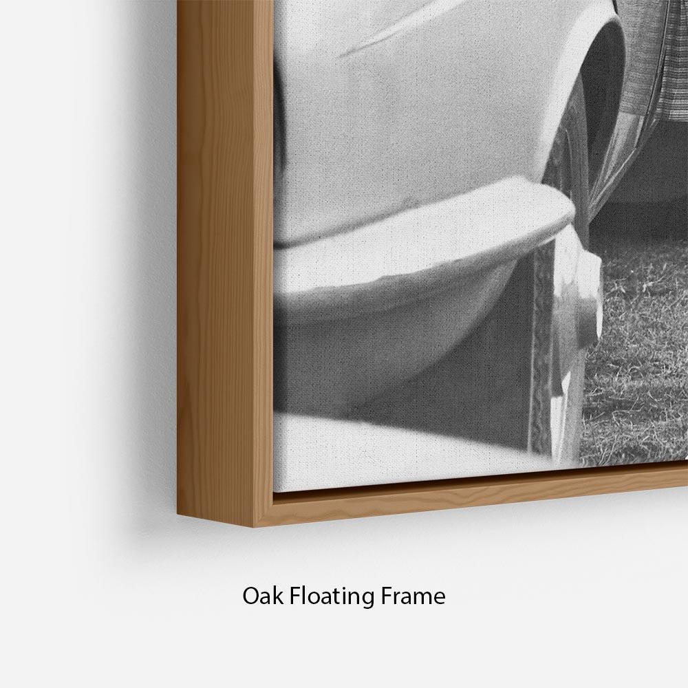 Floating frame canvas featuring Princess Diana at a polo match, showcasing vibrant colors and elegant design.