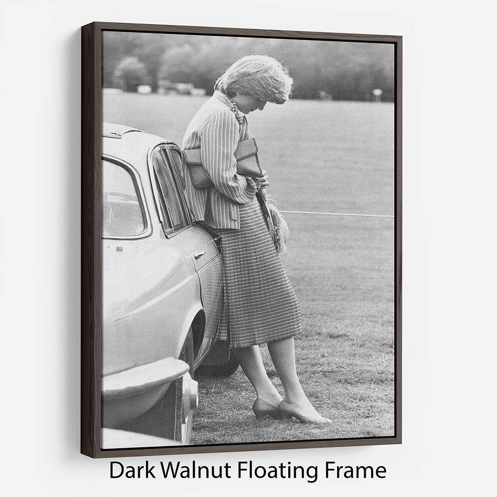 Floating frame canvas featuring Princess Diana at a polo match, showcasing vibrant colors and elegant design.