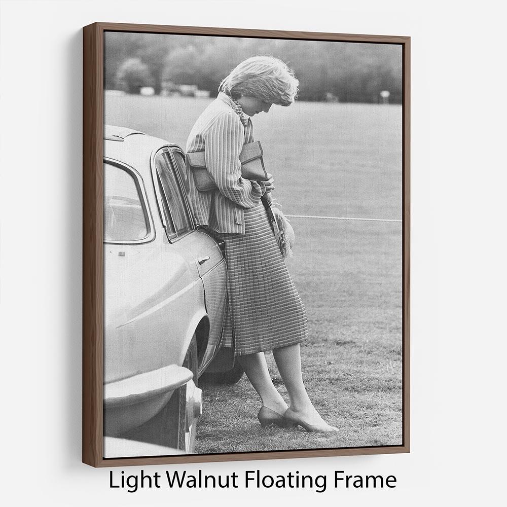 Floating frame canvas featuring Princess Diana at a polo match, showcasing vibrant colors and elegant design.