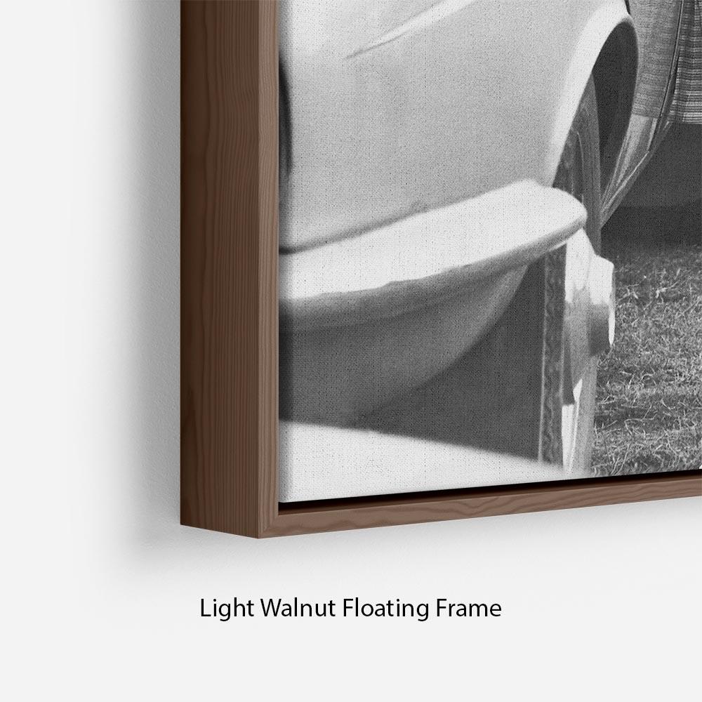 Floating frame canvas featuring Princess Diana at a polo match, showcasing vibrant colors and elegant design.