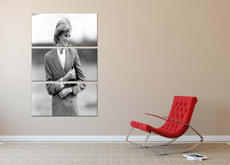 A stunning 3-panel canvas art featuring Princess Diana visiting disabled children, showcasing compassion and elegance.