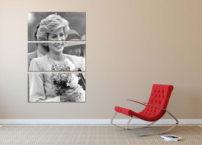Three-panel canvas art featuring Princess Diana's walkabout in Puckapunyal, showcasing elegance and charm.