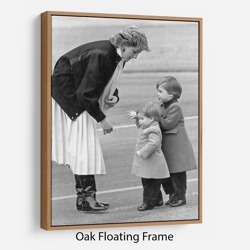 Abstract wall art featuring Princess Diana with Prince Harry and Prince William in a floating frame, showcasing vibrant colors and modern design.