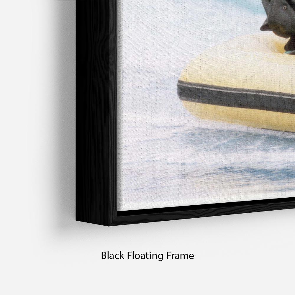 Floating Frame Canvas featuring Princess Diana and Prince Harry on a water ride, showcasing vibrant colors and elegant design.