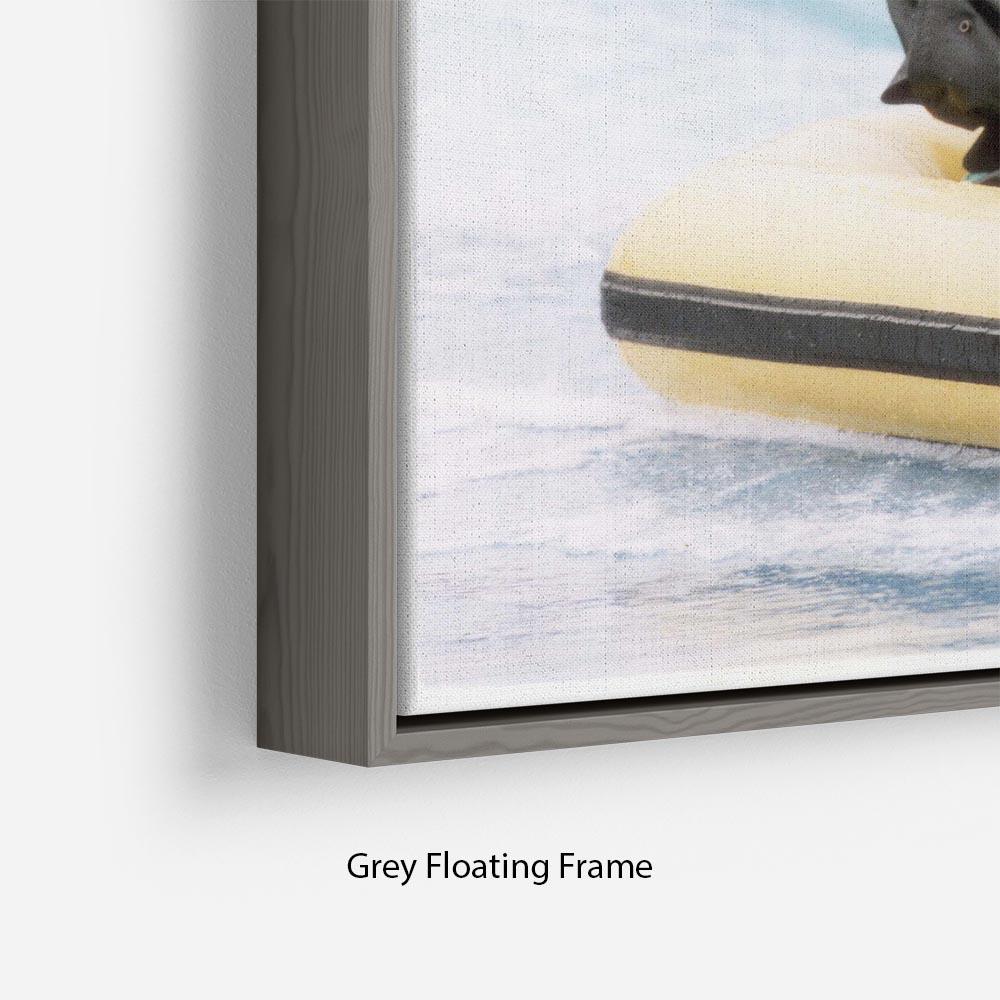 Floating Frame Canvas featuring Princess Diana and Prince Harry on a water ride, showcasing vibrant colors and elegant design.