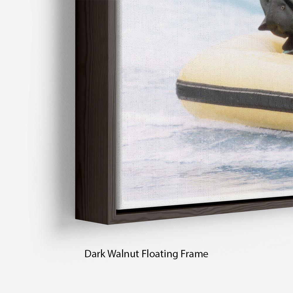 Floating Frame Canvas featuring Princess Diana and Prince Harry on a water ride, showcasing vibrant colors and elegant design.