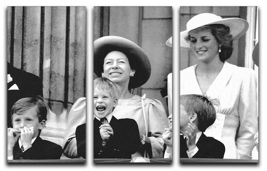 A stunning 3-panel canvas art featuring Princess Diana and Prince Harry watching Trooping the Colour, showcasing elegance and historical significance.