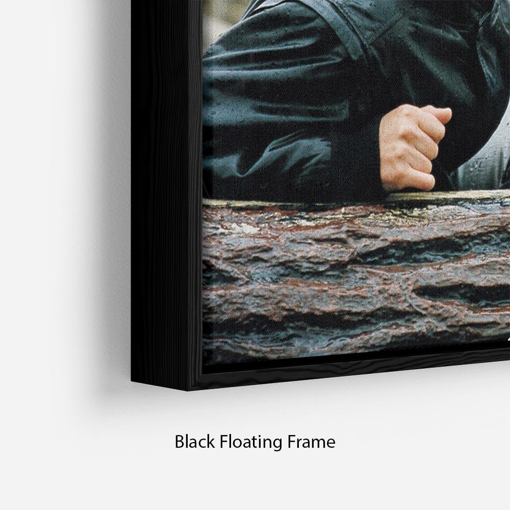 Floating frame featuring Princess Diana with Prince William and Prince Harry, showcasing vibrant abstract art.