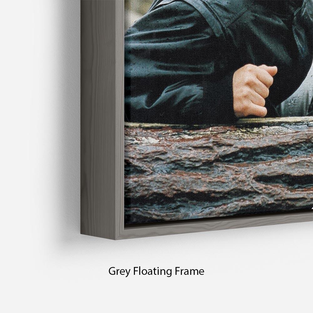 Floating frame featuring Princess Diana with Prince William and Prince Harry, showcasing vibrant abstract art.