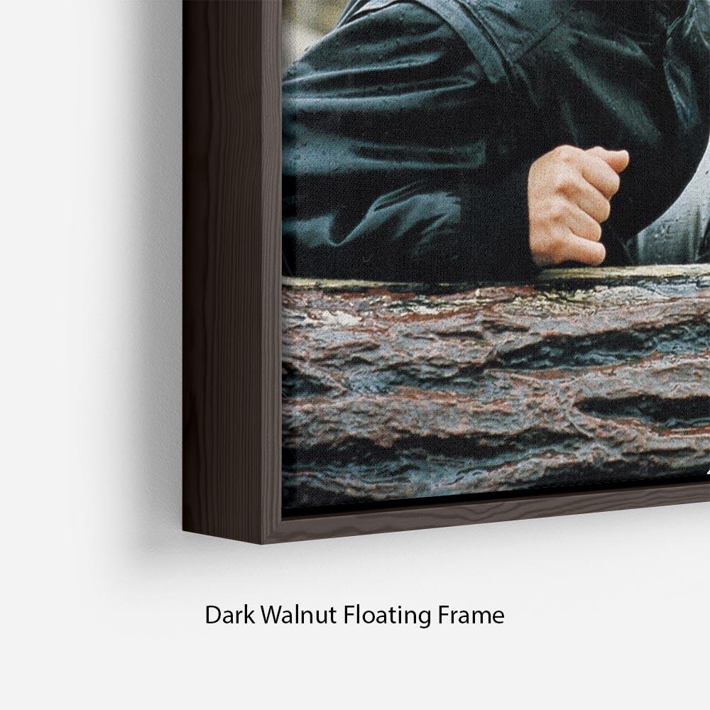 Floating frame featuring Princess Diana with Prince William and Prince Harry, showcasing vibrant abstract art.