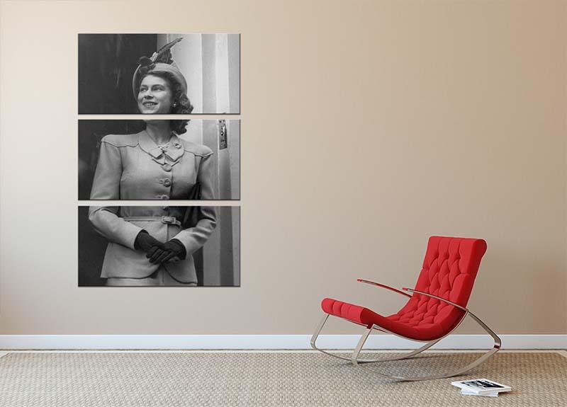 Three-panel canvas art featuring Princess Elizabeth Queen Elizabeth II in London, showcasing elegance and royal charm.
