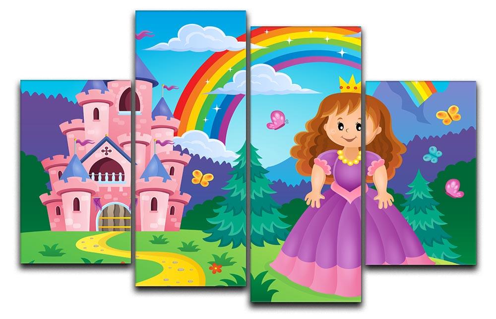 A vibrant 4-split canvas artwork featuring a princess theme, showcasing four panels that create a cohesive and enchanting design.