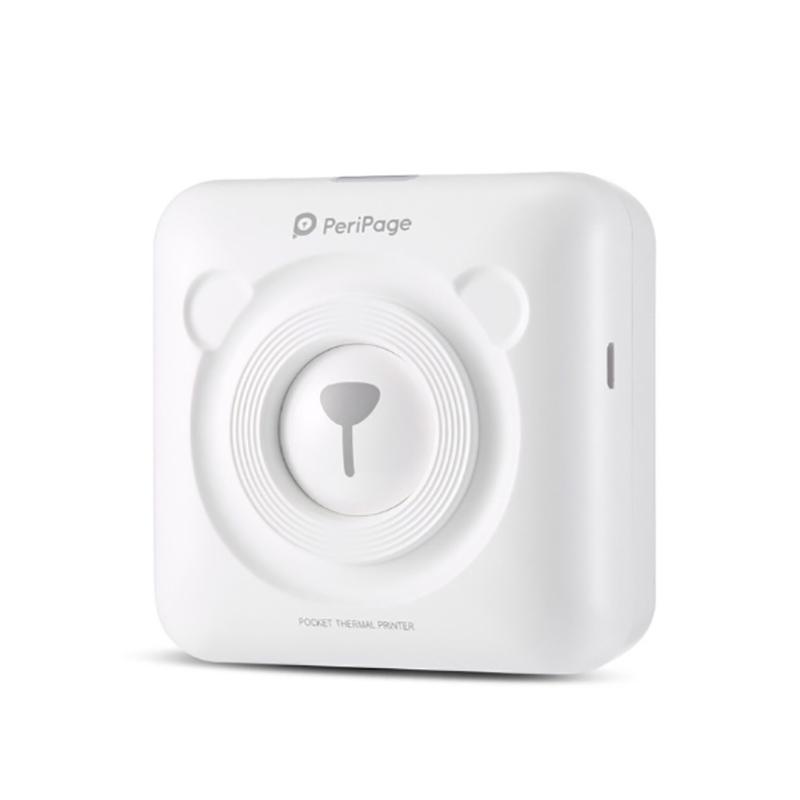 PeriPage Mini Portable Thermal Paper Printer in blue, pink, and white colors, showcasing its compact design and wireless capabilities.