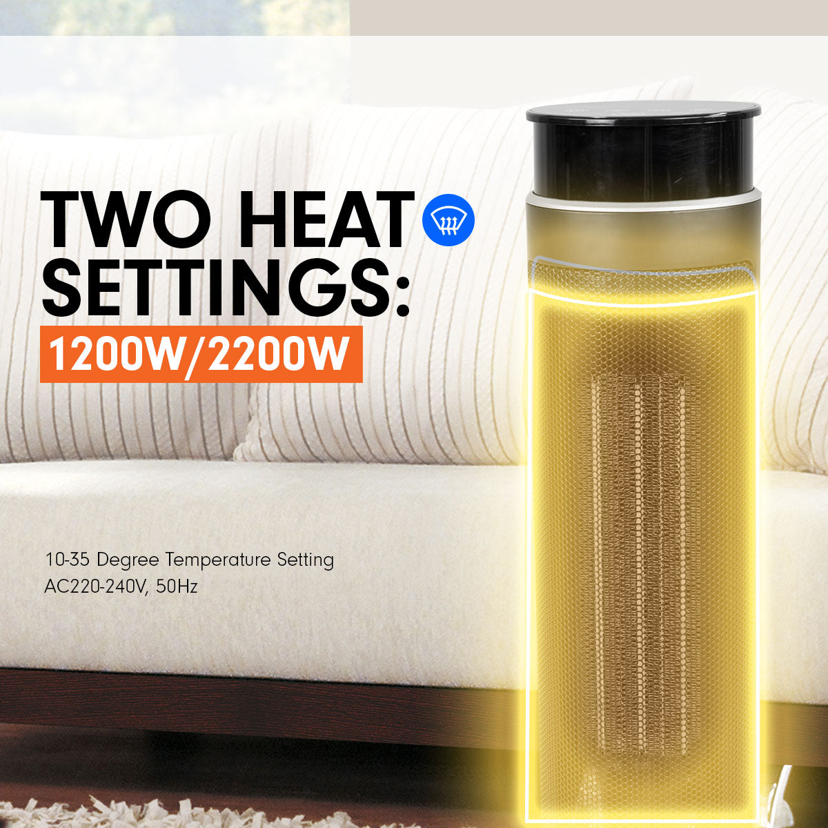 Pronti Electric Tower Heater in black, featuring a sleek design, remote control, and adjustable thermostat for efficient heating.