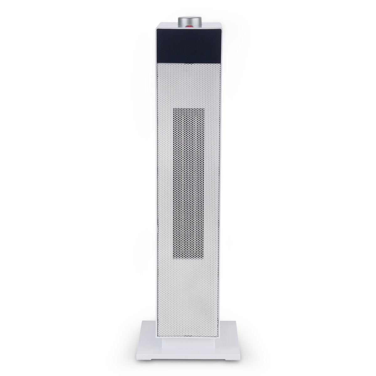 Pronti Electric Tower Heater in white, featuring a sleek design and control dial, ideal for efficient heating in any room.
