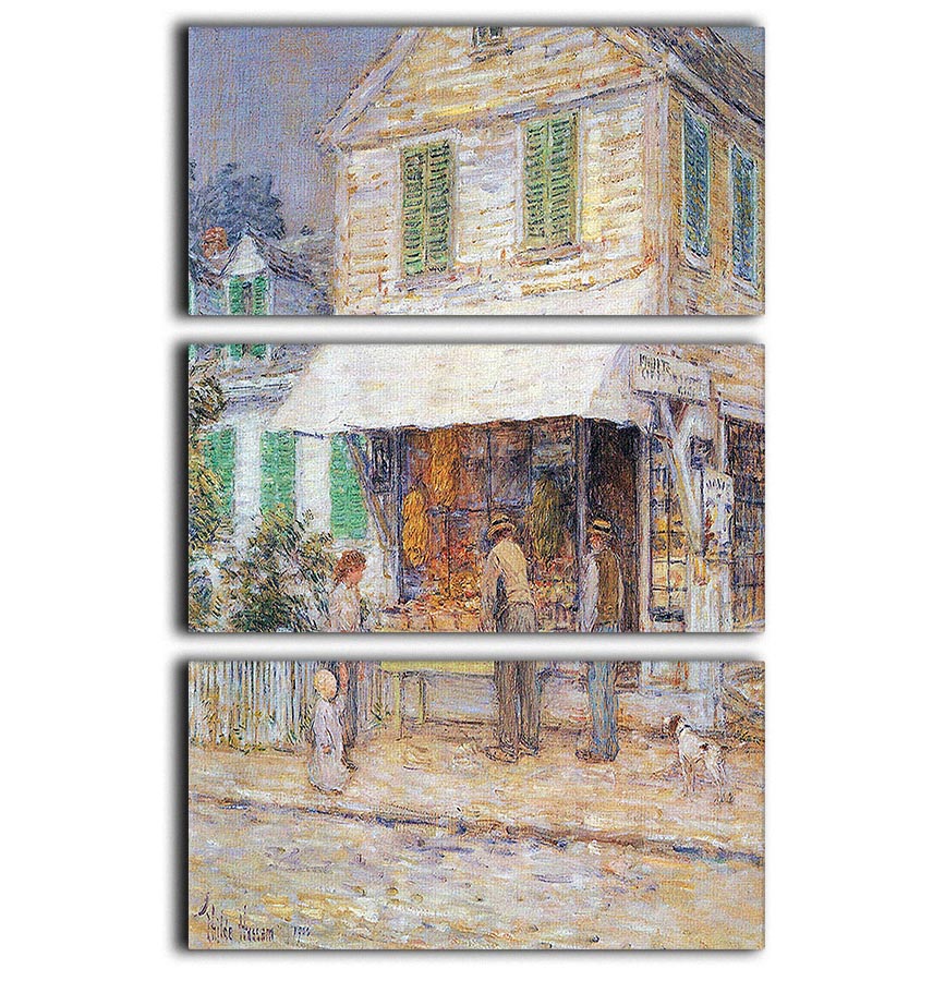 Provincial Town by Hassam 3-panel canvas print showcasing vibrant colors and intricate details, perfect for home decor.
